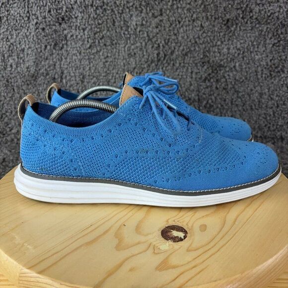 Cole Haan ØriginalGrand Stitchlite Wingtip Oxford Mens Size 10 Blue Knit Shoes - Picture 4 of 9